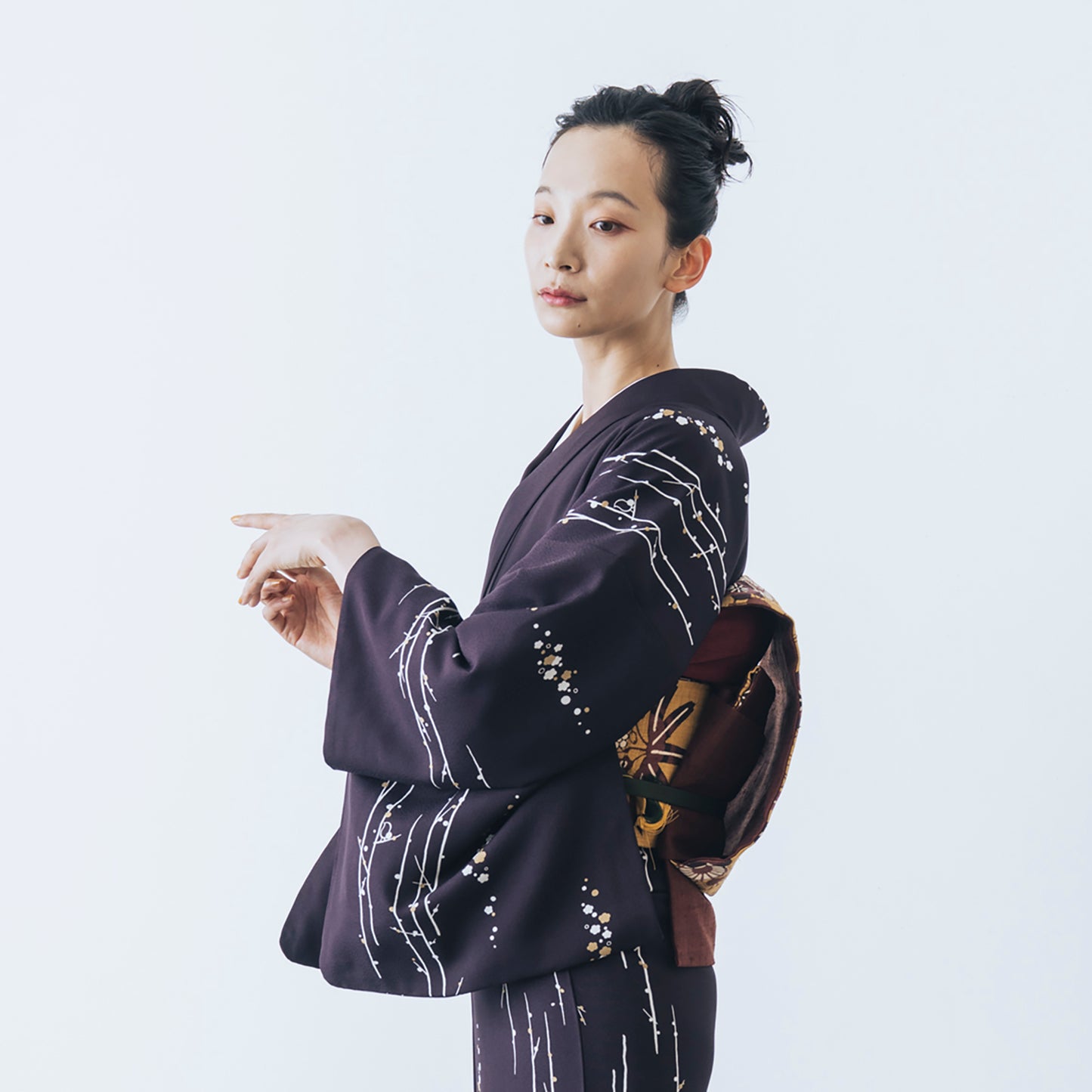 東レシルック 小紋 ～kifkif～「梅に鶯」 濃色 【袷・単衣用】