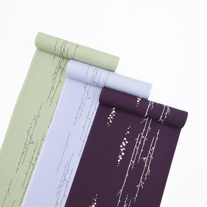 東レシルック 小紋 ～kifkif～「梅に鶯」 利休茶 【袷・単衣用】