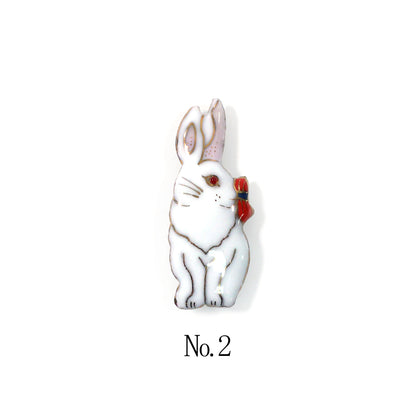 【七宝焼】帯留め -うさぎ- No.1～No.4