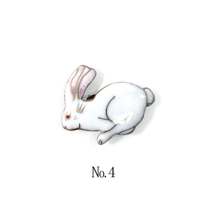 【七宝焼】帯留め -うさぎ- No.1～No.4