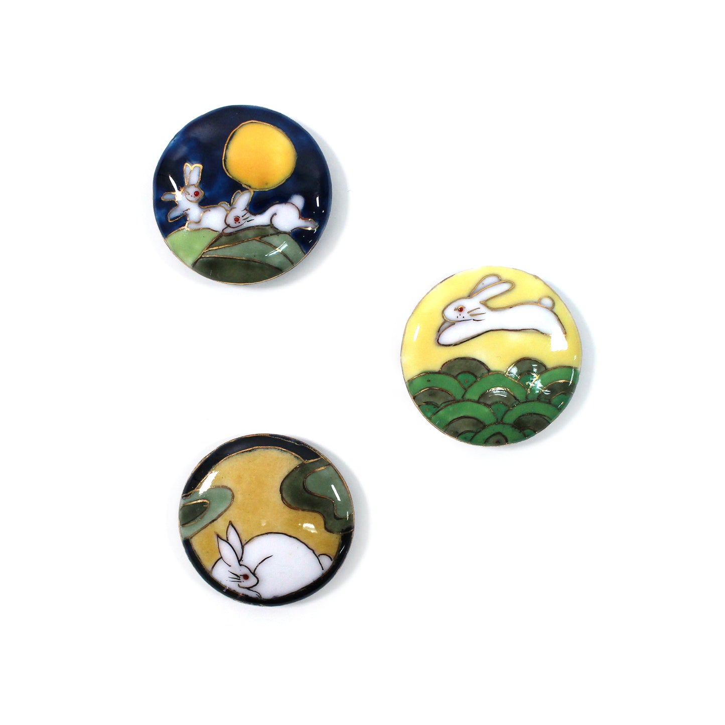 【七宝焼】帯留め -うさぎ- No.5～No.7