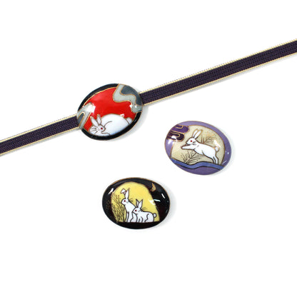 【七宝焼】帯留め -うさぎ- No.8～No.10