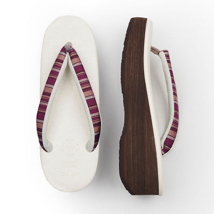 【Kimono-Factory-nono】菱屋カレンブロッソ 本場縞大島カフェ草履 オフホワイト Y-1 #女性用