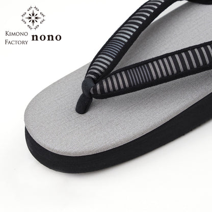 【Kimono-Factory-nono】菱屋カレンブロッソ 本場縞大島カフェ草履 グレー Y-2 #女性用