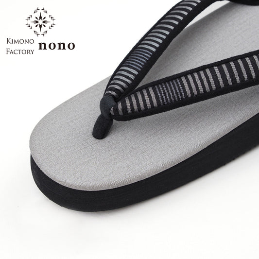 【Kimono-Factory-nono】菱屋カレンブロッソ 本場縞大島カフェ草履 グレー Y-2 #女性用