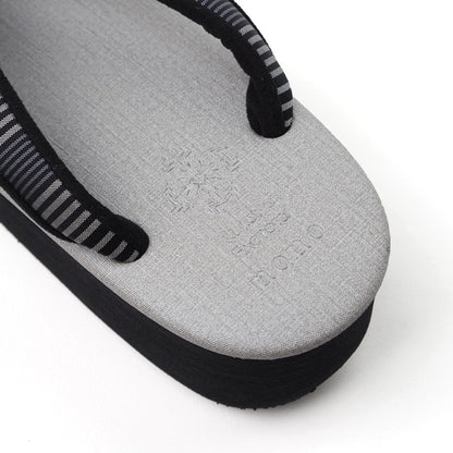 【Kimono-Factory-nono】菱屋カレンブロッソ 本場縞大島カフェ草履 グレー Y-2 #女性用