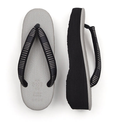 【Kimono-Factory-nono】菱屋カレンブロッソ 本場縞大島カフェ草履 グレー Y-2 #女性用