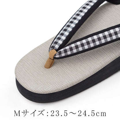 【Kimono-Factory-nono】菱屋カレンブロッソ 本場縞大島カフェ草履 グレージュ Y-3 #女性用