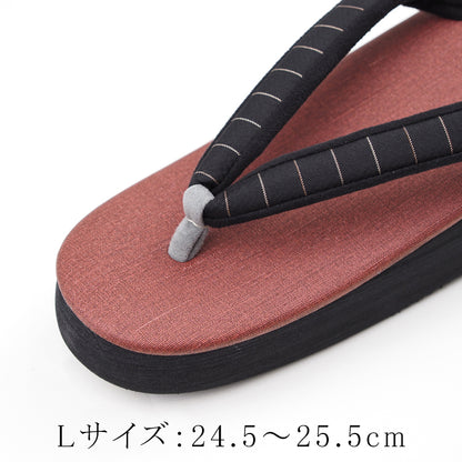 【Kimono-Factory-nono】菱屋カレンブロッソ 本場縞大島カフェ草履 テラコッタ Y-6 #女性用