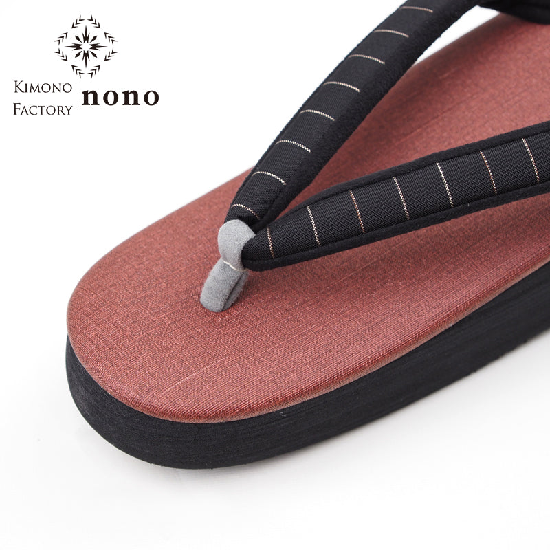 【Kimono-Factory-nono】菱屋カレンブロッソ 本場縞大島カフェ草履 テラコッタ Y-6 #女性用