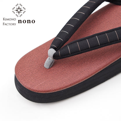 【Kimono-Factory-nono】菱屋カレンブロッソ 本場縞大島カフェ草履 テラコッタ Y-6 #女性用