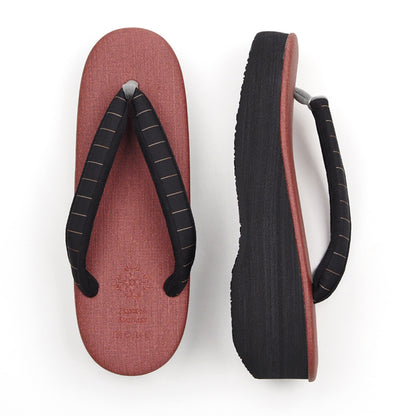 【Kimono-Factory-nono】菱屋カレンブロッソ 本場縞大島カフェ草履 テラコッタ Y-6 #女性用