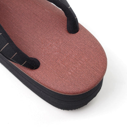 【Kimono-Factory-nono】菱屋カレンブロッソ 本場縞大島カフェ草履 テラコッタ Y-6 #女性用