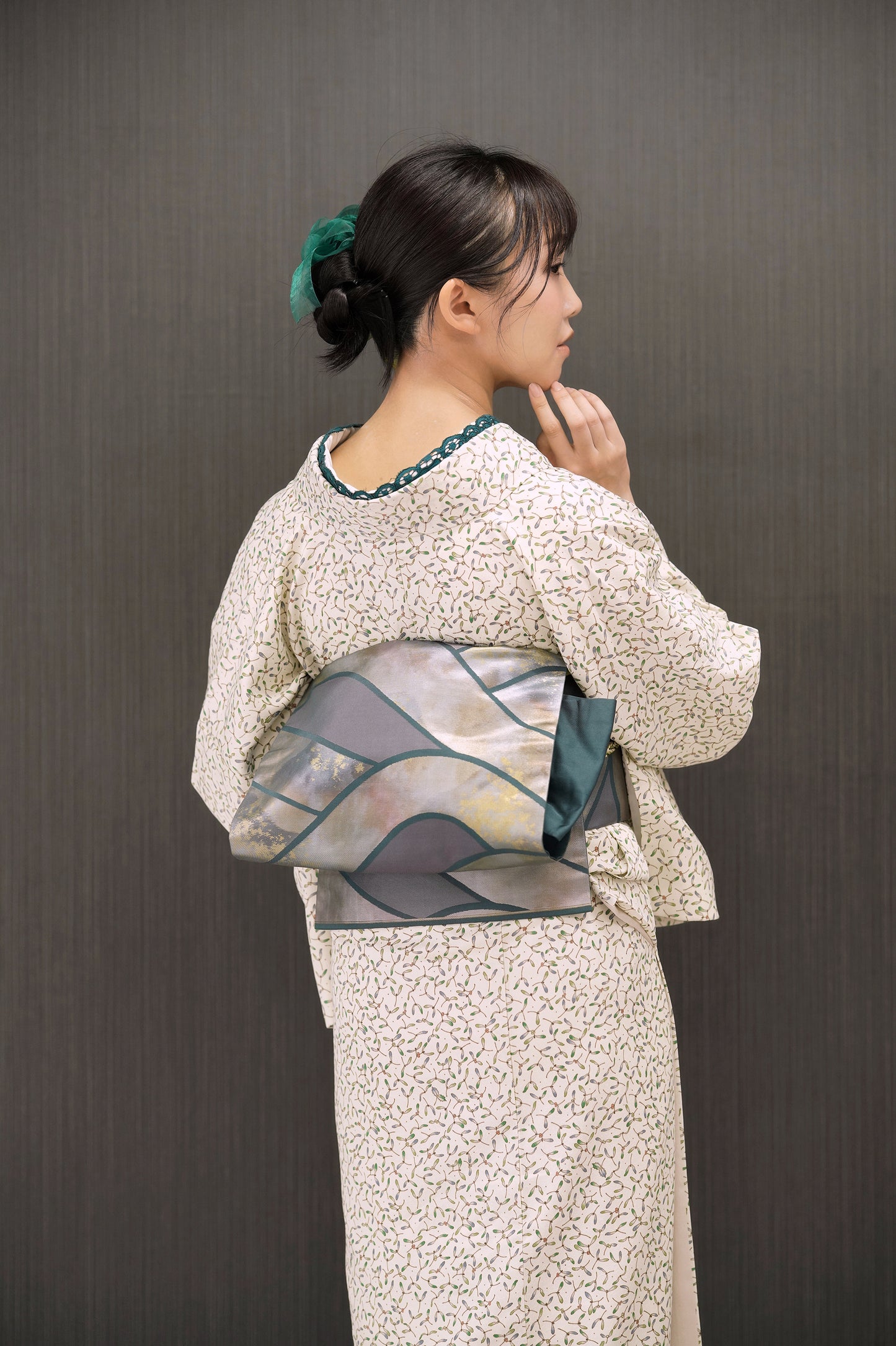東レシルック 小紋 ～fuku～「ヤドリギ」オフホワイト 【袷・単衣用】