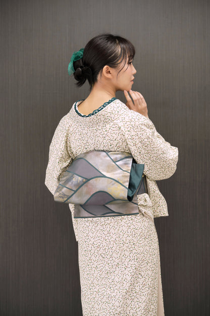 東レシルック 小紋 ～fuku～「ヤドリギ」オフホワイト 【袷・単衣用】