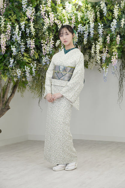 東レシルック 小紋 ～fuku～「ヤドリギ」オフホワイト 【袷・単衣用】