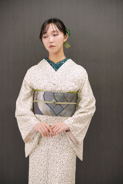 東レシルック 小紋 ～fuku～「ヤドリギ」オフホワイト 【袷・単衣用】