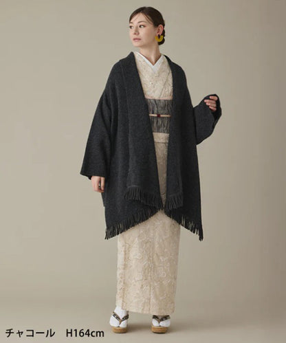 【YOUTOWA】フリンジショールニットカーディガン　6カラー